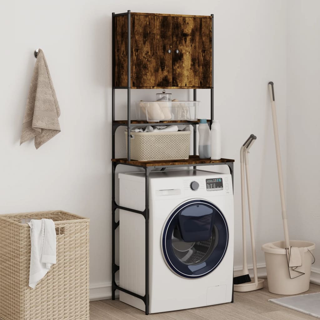Washing machine cabinet smoked oak 67x48x194 cm wood material