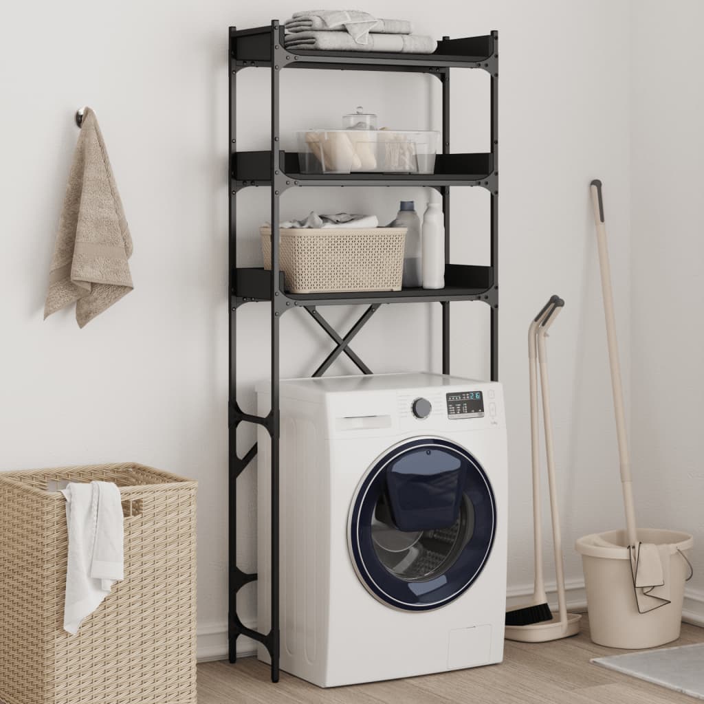 Washing machine shelf black 67x25x163 cm made of wood