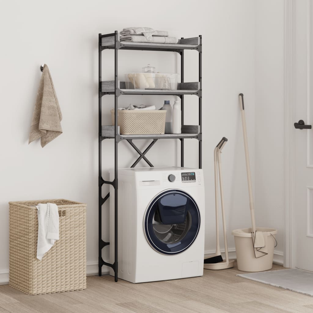 Washing machine shelf gray Sonoma 67x25x163 cm made of wood