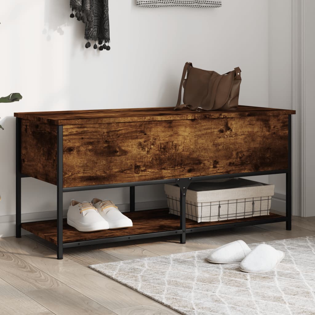 Bench with storage space smoked oak 100x42.5x47 cm wood material