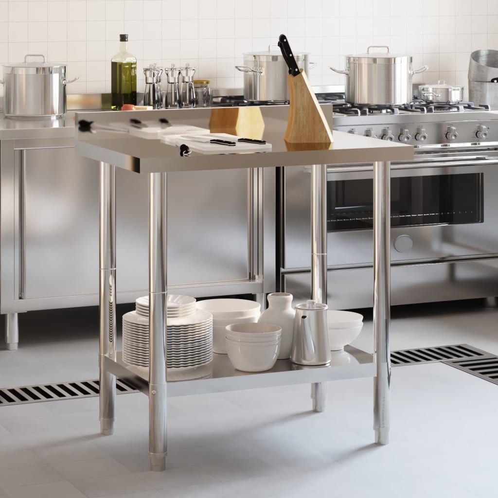 Küchen-Arbeitstisch mit Aufkantung 82,5x55x93 cm Edelstahl