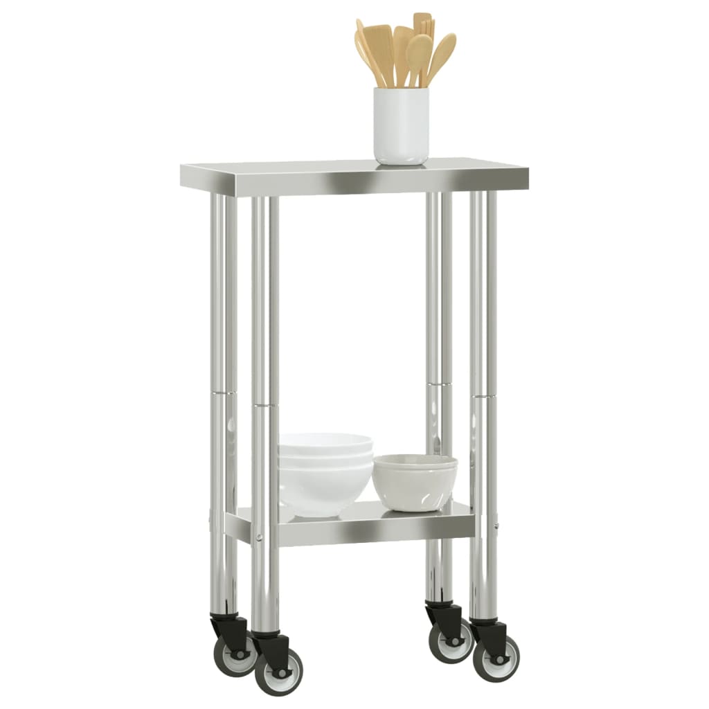 Küchen-Arbeitstisch mit Rollen 55x30x85 cm Edelstahl