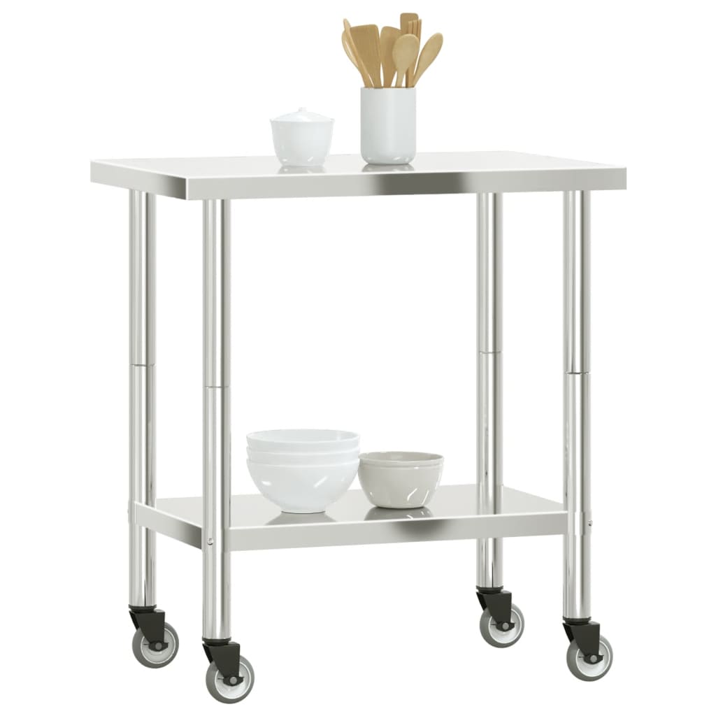 Küchen-Arbeitstisch mit Rollen 82,5x55x85 cm Edelstahl