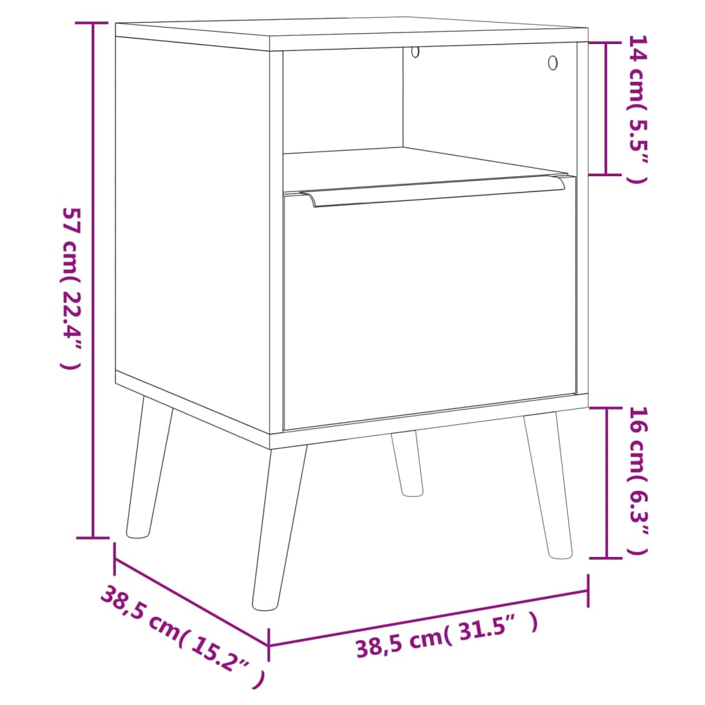Nachttisch Sonoma-Eiche 38,5x38,5x57 cm Holzwerkstoff